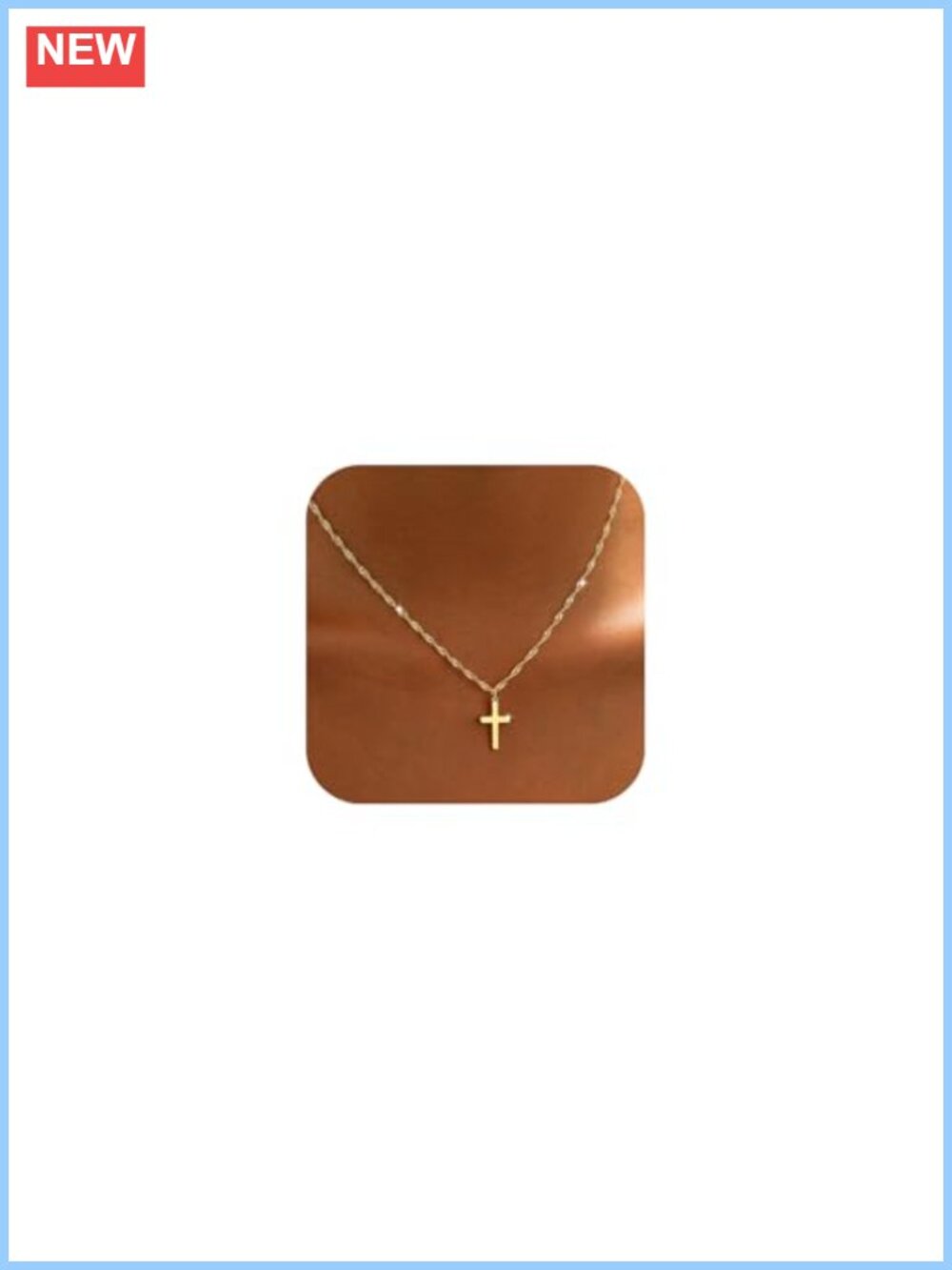 14K Gold Plated Cross Necklace Dainty Pendant Choker Adjustable